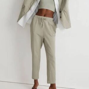 Madewell Women’s Sage Green Rumpled Pull On Ankle Pants